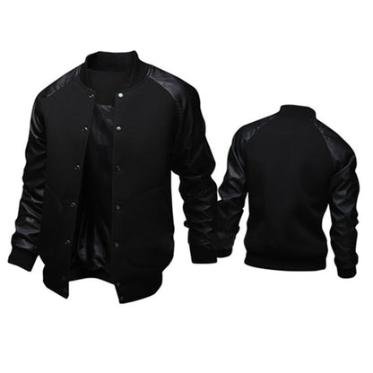 Men's Baseball Jacket with leather sleeve pocket