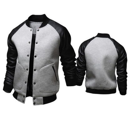 Men's Baseball Jacket with leather sleeve pocket