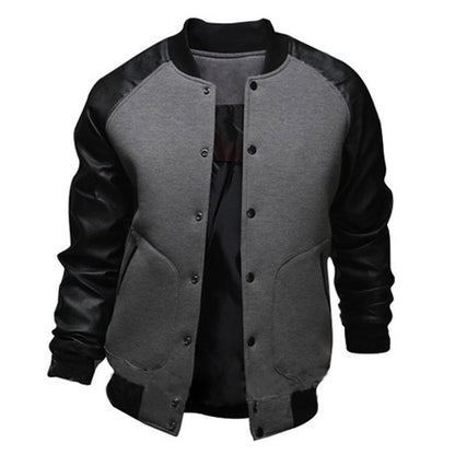Men's Baseball Jacket with leather sleeve pocket