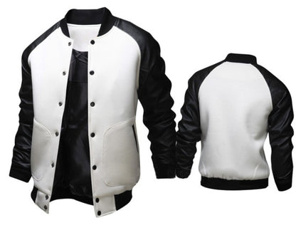 Men's Baseball Jacket with leather sleeve pocket